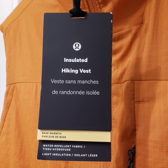 NWT LULULEMON Insulated Hiking Vest LM4AIES Ripstop Orange Men's Size XL - Picture 3 of 13